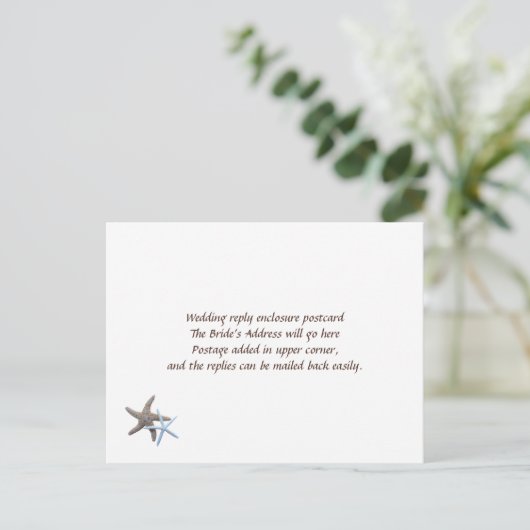 Starfish Couple Easy Wedding Antwort Postkarten (Stehend Vorderseite)
