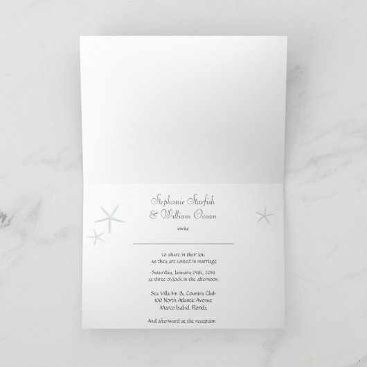 Starfish Couple Folded Wedding Invitation Cards Einladung (Innenseite)