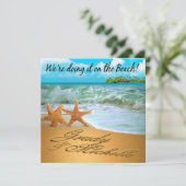 Starfish Couple FRAGE, IHRE NAMEN IN SAND ZU BRING Einladung (Stehend Vorderseite)