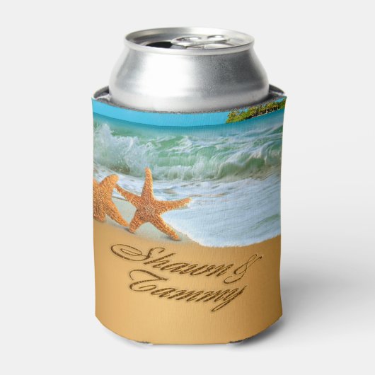 Starfish Couple FRAGTE, IHRE NAMEN IN SAND AUFZUBR Dosenkühler (Kanne Vorderseite)
