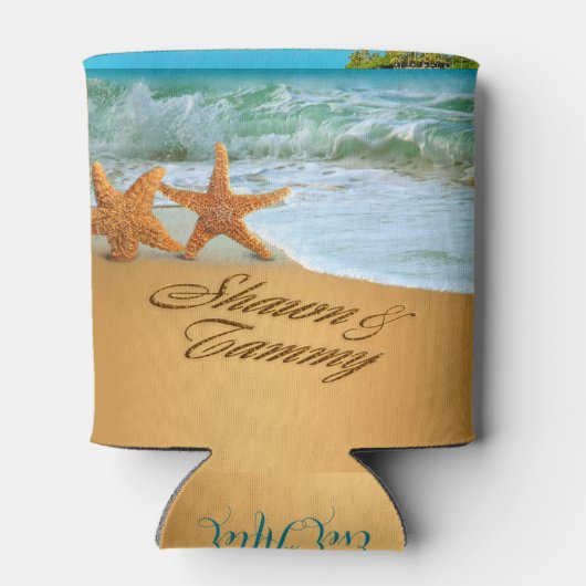 Starfish Couple FRAGTE, IHRE NAMEN IN SAND AUFZUBR Dosenkühler (Rückseite)