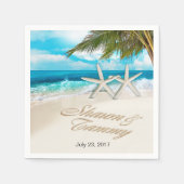 Starfish Couple FRAGTE, IHRE NAMEN IN SAND AUFZUBR Serviette (Vorderseite)