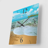 Starfish Couple FRAGTE MICH, NAMEN IN DEN SAND ZU  Quadratische Wanduhr (Winkel)