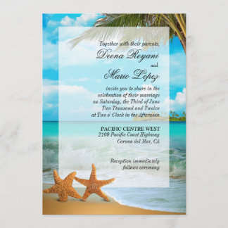 Starfish Couple Imitate Vellum Overlay Einladung
