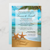 Starfish Couple Imitats Vellum Beach Hochzeit Einladung (Vorne/Hinten)