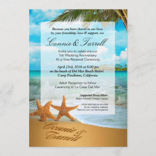 Starfish Couple Imitats Vellum Beach Hochzeit Einladung