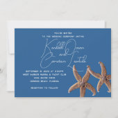 Starfish Couple Marine Blue Zeremonie Einladung (Vorderseite)