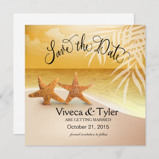 Starfish Couple Tropical Save the Date | Gold (Vorne/Hinten)