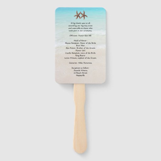 Starfish Couple Wedtwinkelprogramm Fächer (Rückseite)