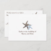Starfish Couple weiße Antwortkarten mit Menü RSVP Karte (Vorne/Hinten)