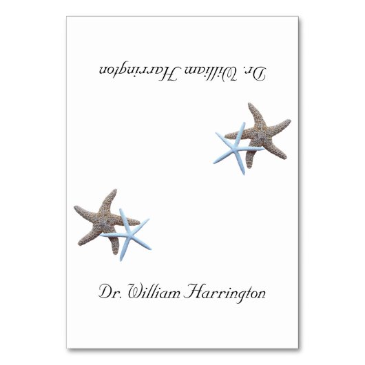 Starfish Couple White Tented Platzkarten Tischnummer (Vorderseite)