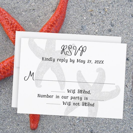 Starfish Couple White Wedding Reply Cards Einladung
