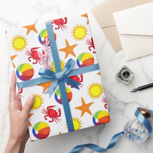 Starfish Crab Beachball Sun Surf Beach Geschenkpapier (Schenken)