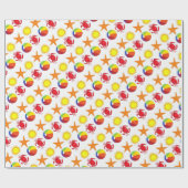 Starfish Crab Beachball Sun Surf Beach Geschenkpapier (Flach)