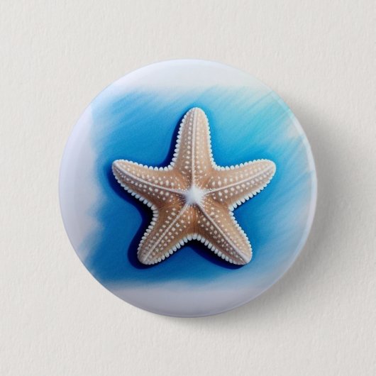 Starfish Crayon Zeichnend Button (Vorderseite)