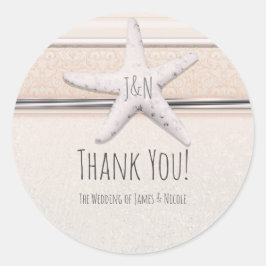 Starfish Creamy White Beach Elegante Hochzeit Runder Aufkleber