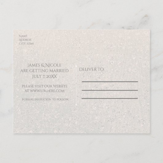 Starfish Creamy White Beach Hochzeit Save the Date Ankündigungspostkarte (Rückseite)