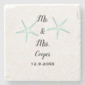 Starfish Custom Couple Name Beach Wedding Trendy Steinuntersetzer (Vorderseite)
