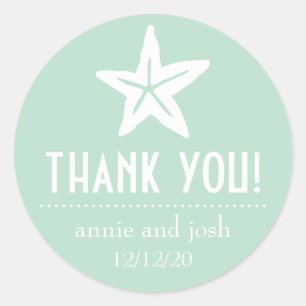 Starfish Danke Labels (Sage Green) Runder Aufkleber
