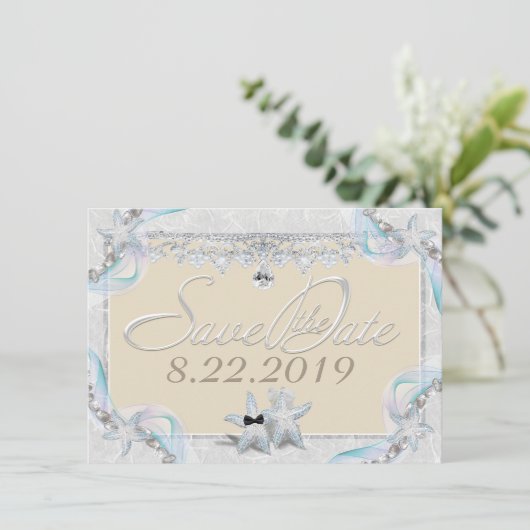 Starfish & Diamonds Save the Date (Stehend Vorderseite)