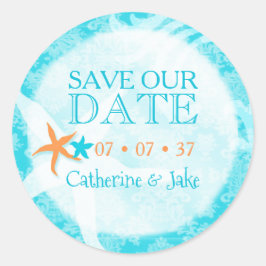 Starfish Dream Beach Hochzeit Save the Date Runder Aufkleber