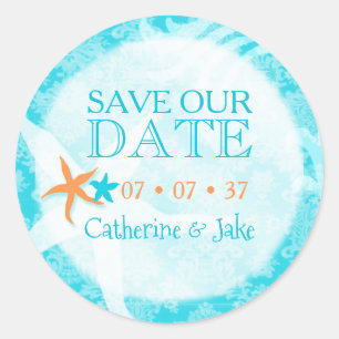 Starfish Dream Beach Hochzeit Save the Date Runder Aufkleber