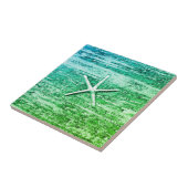 Starfish Driftwood Blue-Green Watercolor Fliese (Seite)