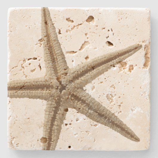 Starfish Drink Untersetzer an der Küste, Stein (Vorderseite)
