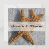Starfish Duo in Sand, Beach Wedding Square Einladung (Rückseite)