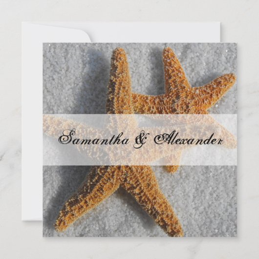 Starfish Duo in Sand, Beach Wedding Square Einladung (Rückseite)