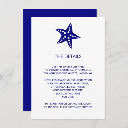 Starfish Einladungskarte für Hochzeiten, Marine (Vorne/Hinten)