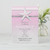Starfish Elegant Beach Pink Sweet 16 Einladungen (Stehend Vorderseite)