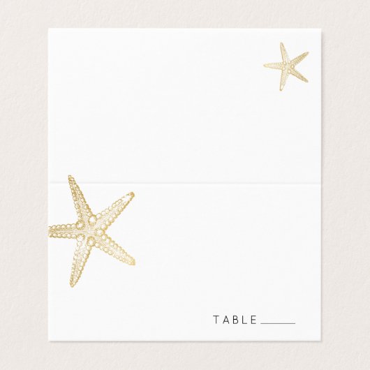 Starfish Elegante Seashell Platzkarte Visitenkarten (Außenseite Aufgefaltet)