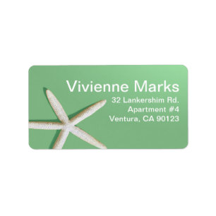 Starfish Fingers Beach Grünbraun Adressaufkleber