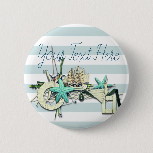 Starfish, Fischnetz und großes Schiff Button (Vorderseite)