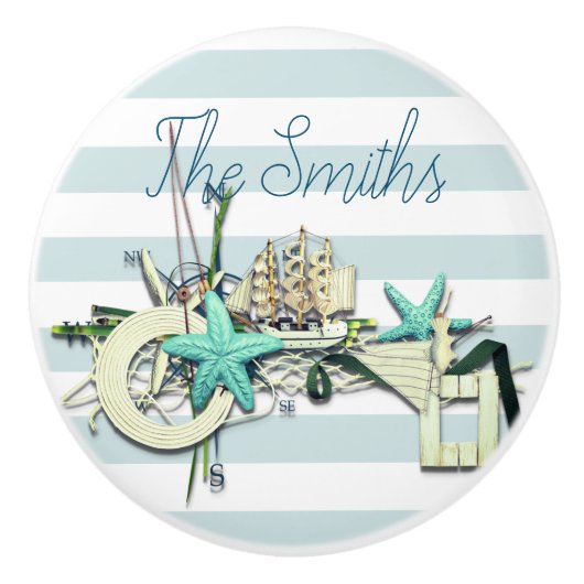 Starfish, Fischnetz und großes Schiff Keramikknauf (Vorderseite)