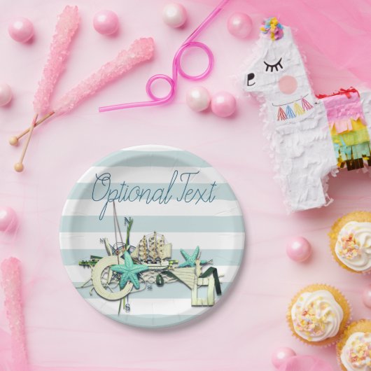 Starfish, Fischnetz und großes Schiff Pappteller (Party)