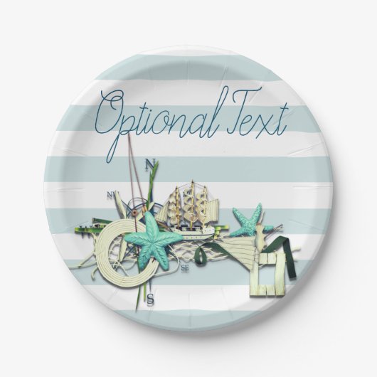 Starfish, Fischnetz und großes Schiff Pappteller (Vorderseite)