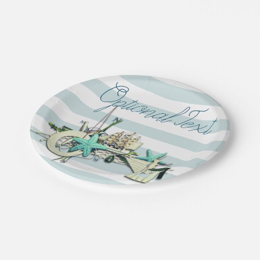 Starfish, Fischnetz und großes Schiff Pappteller (Schrägansicht)