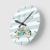 Starfish, Fischnetz und großes Schiff Runde Wanduhr (Winkel)