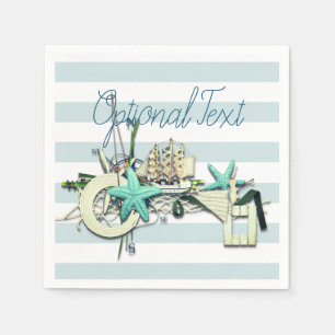 Starfish, Fischnetz und großes Schiff Serviette