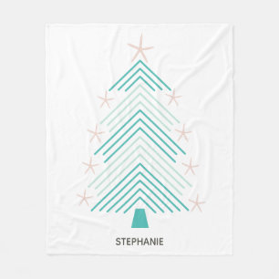 Starfish Folk Art Tropischer Weihnachtsbaum Fleecedecke