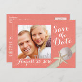 Starfish Foto Save the Date Koralle Ankündigungspostkarte (Vorne/Hinten)