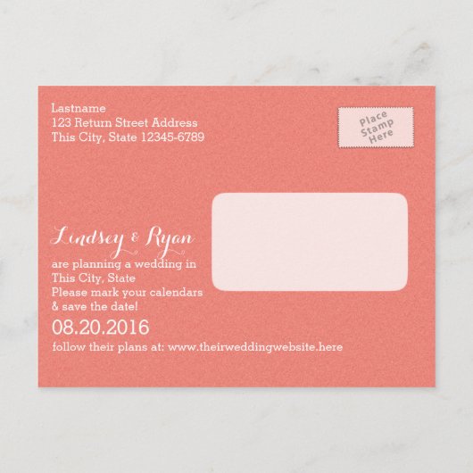 Starfish Foto Save the Date Koralle Ankündigungspostkarte (Rückseite)