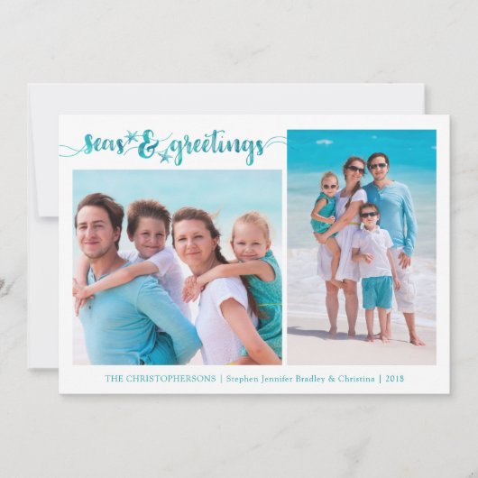 Starfish-Frohe Festtage | Zwei Fotos Feiertagskarte (Vorderseite)