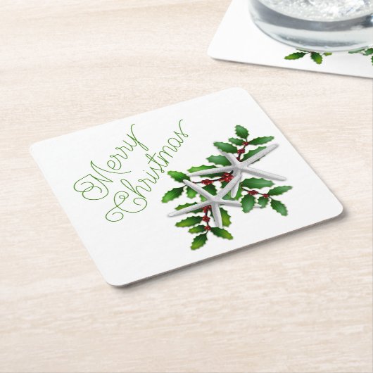 Starfish Frohe Weihnachts Party Drink Coasters Rechteckiger Pappuntersetzer (angewinkelt)