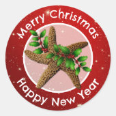 Starfish Frohe Weihnachts-Umschlag Aufkleber (Vorderseite)