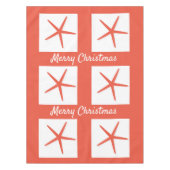 Starfish Frohe Weihnachtsweiße Koralle Orange 2023 Tischdecke (Vorderseite)
