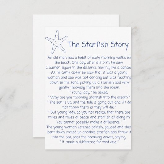 Starfish Gedicht, die Starfish Geschichte, Foster (Vorne/Hinten)