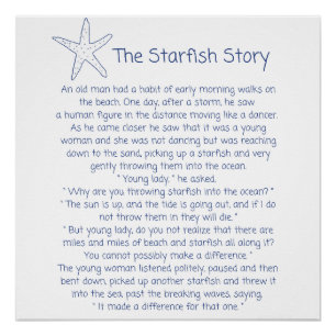 Starfish Gedicht, die Starfish Geschichte, Foster  Poster